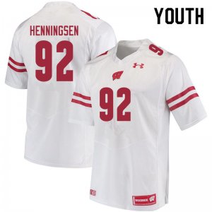 Youth Wisconsin Badgers NCAA #92 Matt Henningsen White Authentic Under Armour Stitched College Football Jersey LO31C74YP
